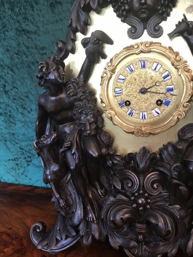 Antique Decorative 8-day Striking Clock, Circa 1860, Victorian Mantle Clock.