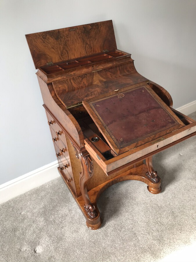 Antique Victorian Walnut Davenport Desk Circa 1870