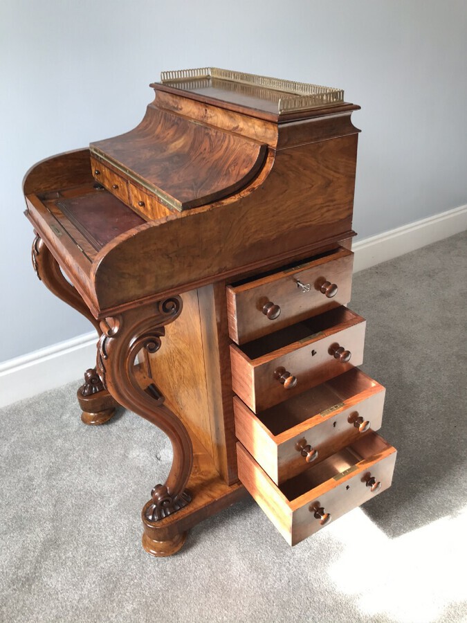 Antique Victorian Walnut Davenport Desk Circa 1870