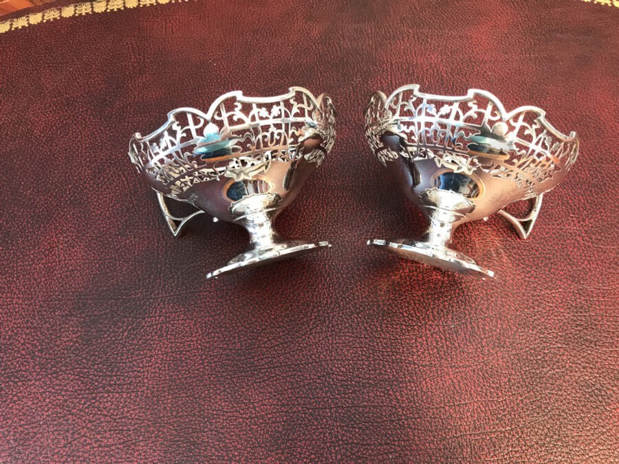 Antique Pair Geo V Silver Sweet Meat Bowls