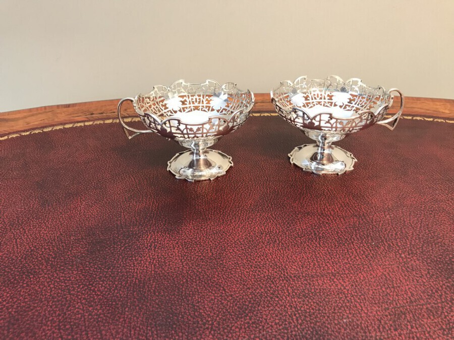 Antique Pair Geo V Silver Sweet Meat Bowls