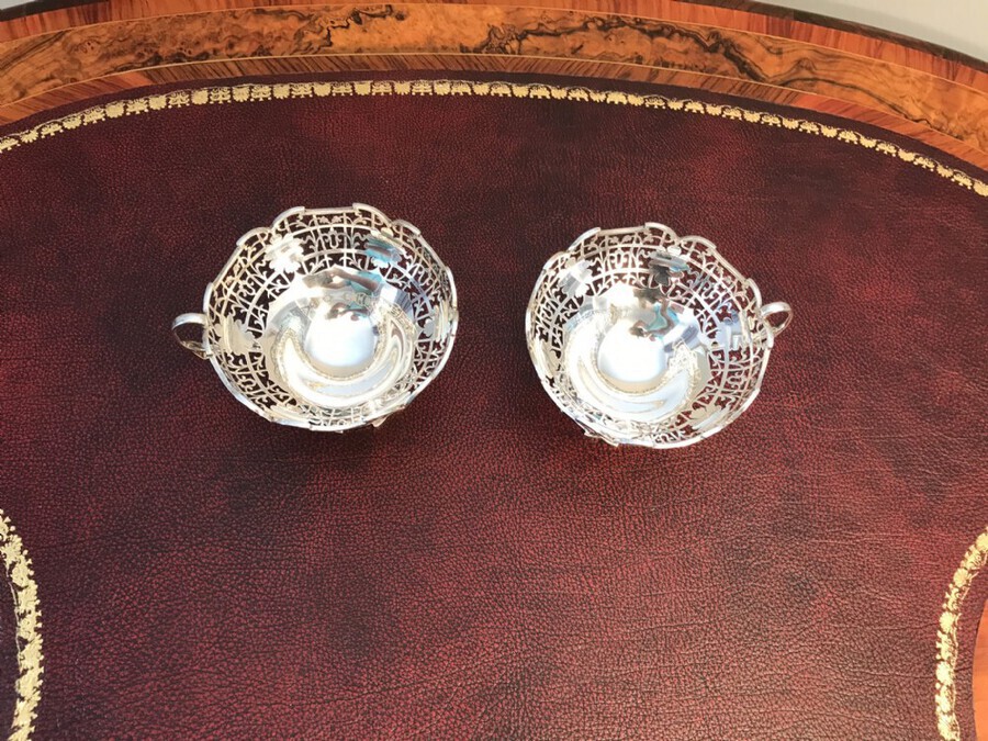 Antique Pair Geo V Silver Sweet Meat Bowls