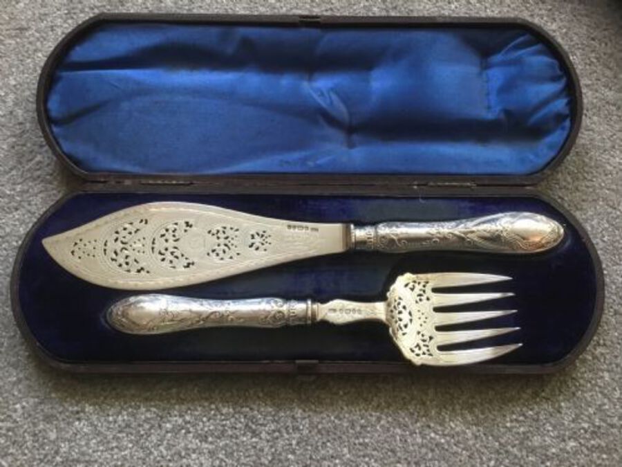 Pair Of Victorian Silver Fish Servers