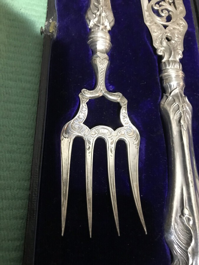 Antique Victorian Silver Fish Servers Hallmrked 1864