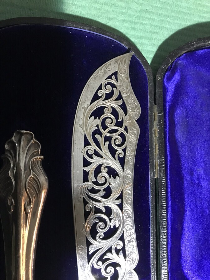 Antique Victorian Silver Fish Servers Hallmrked 1864