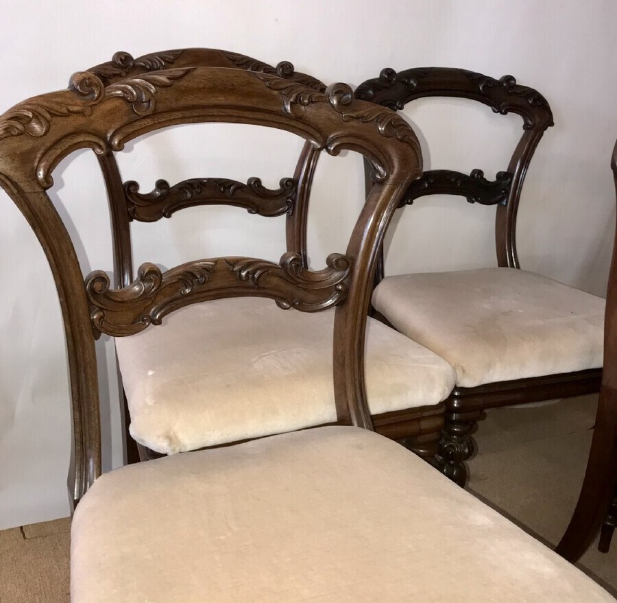 Antique Good Set Of  4 Finely Carved  Victorian Chairs