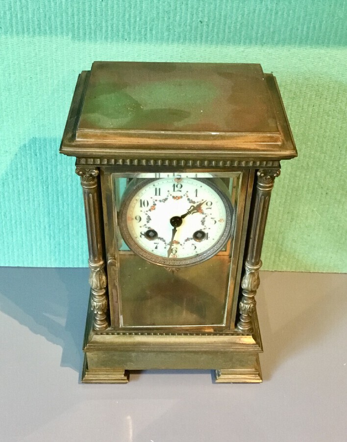 Antique 19th Century 4  Glass Library Clock
