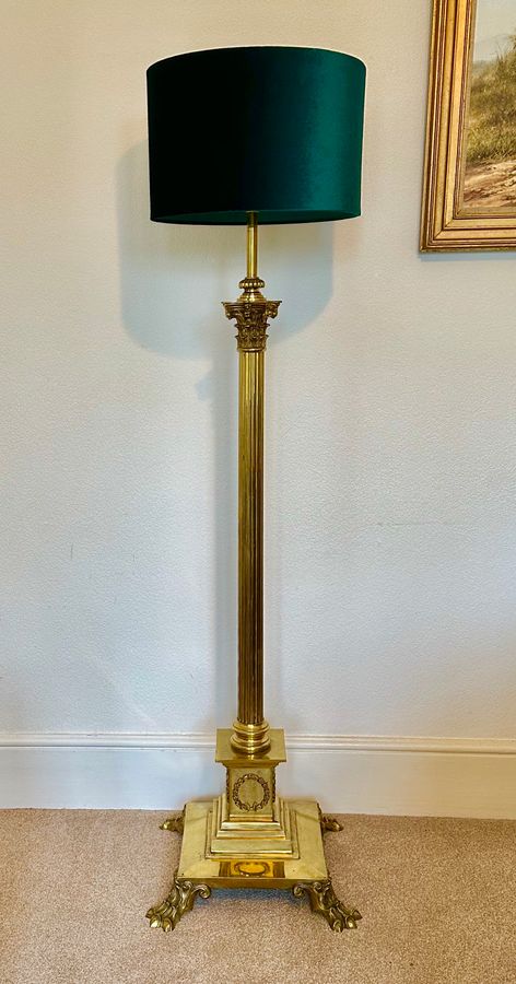 Antique A good & large telescopic standard lamp, circa 1900