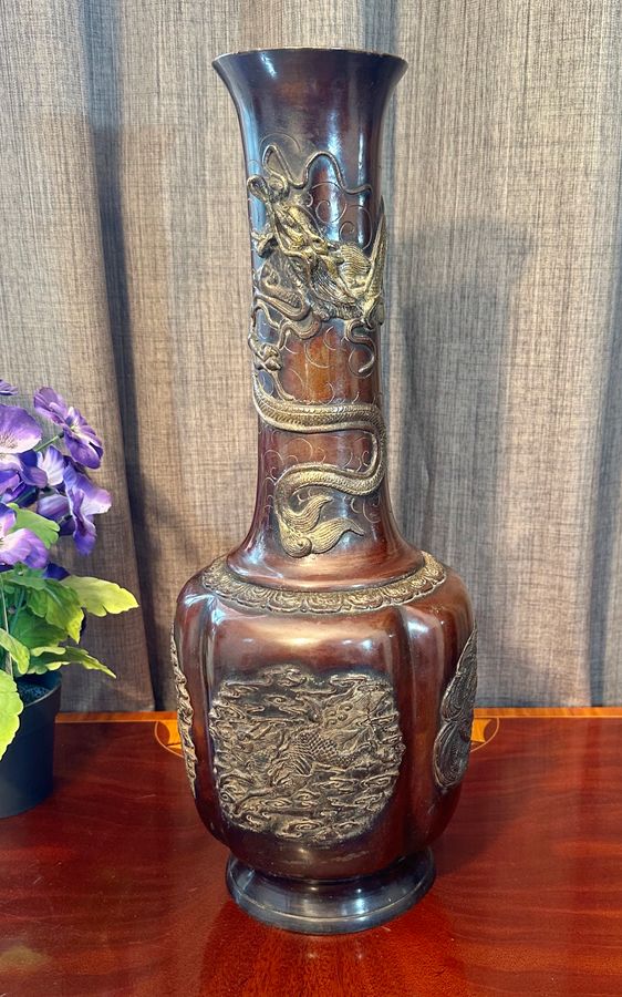 Antique Japanese bronze vase, circa 1900