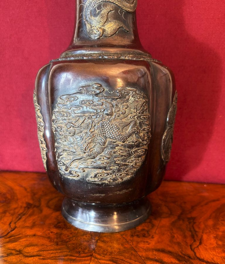 Antique Japanese bronze vase, circa 1900