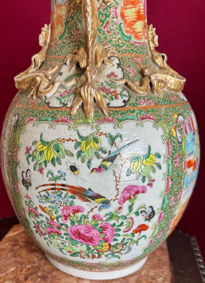 Antique Pair Canton vases, circa 1880