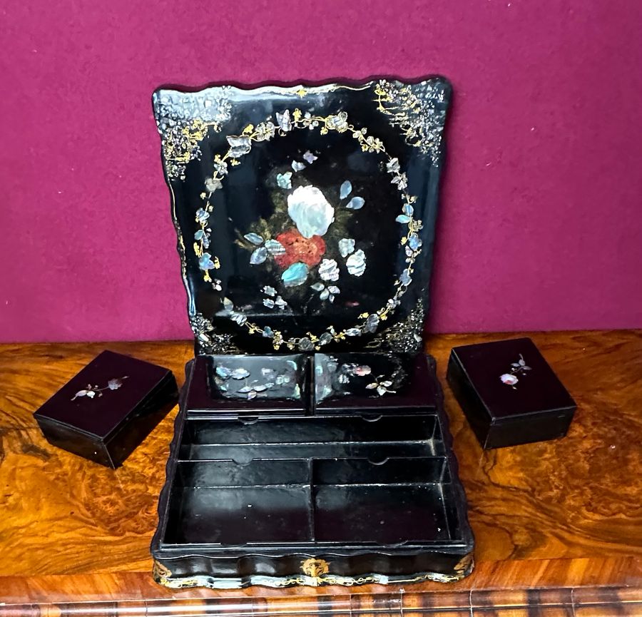 Antique Papier mache jewellery box circa 1880