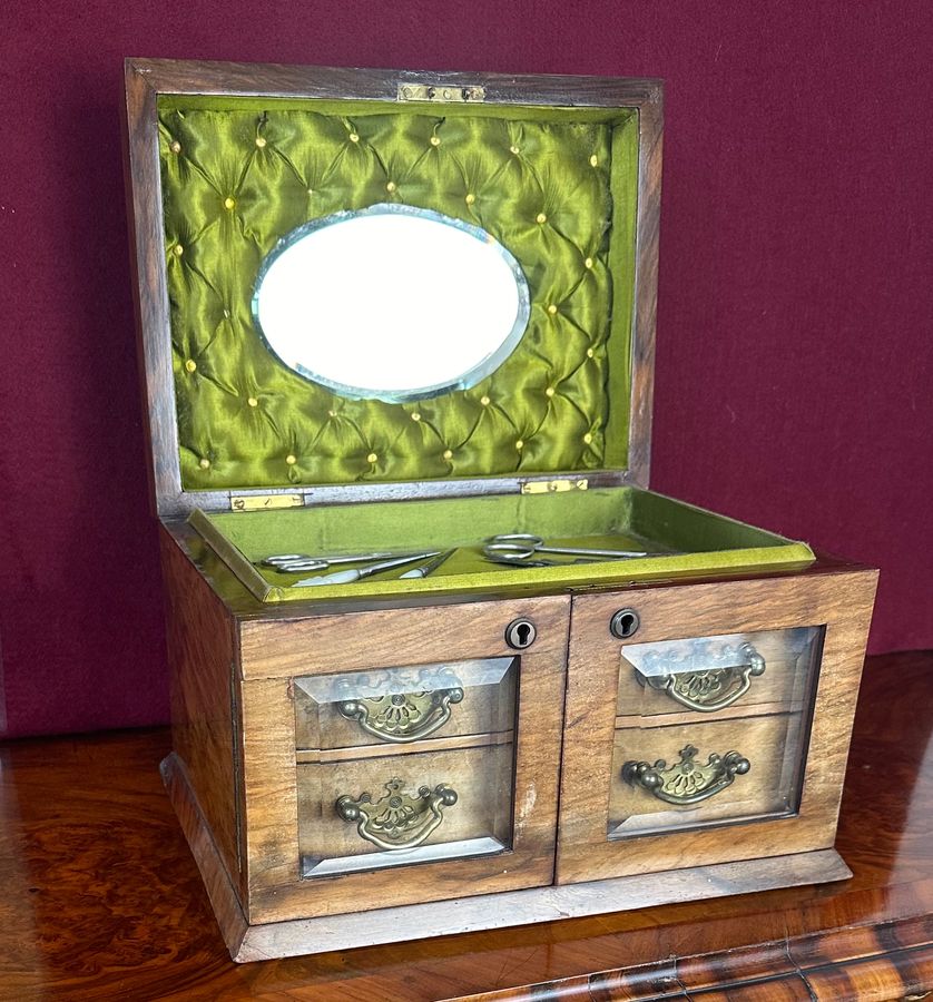 Antique Walnut jewellery/sewing box, circa 1880