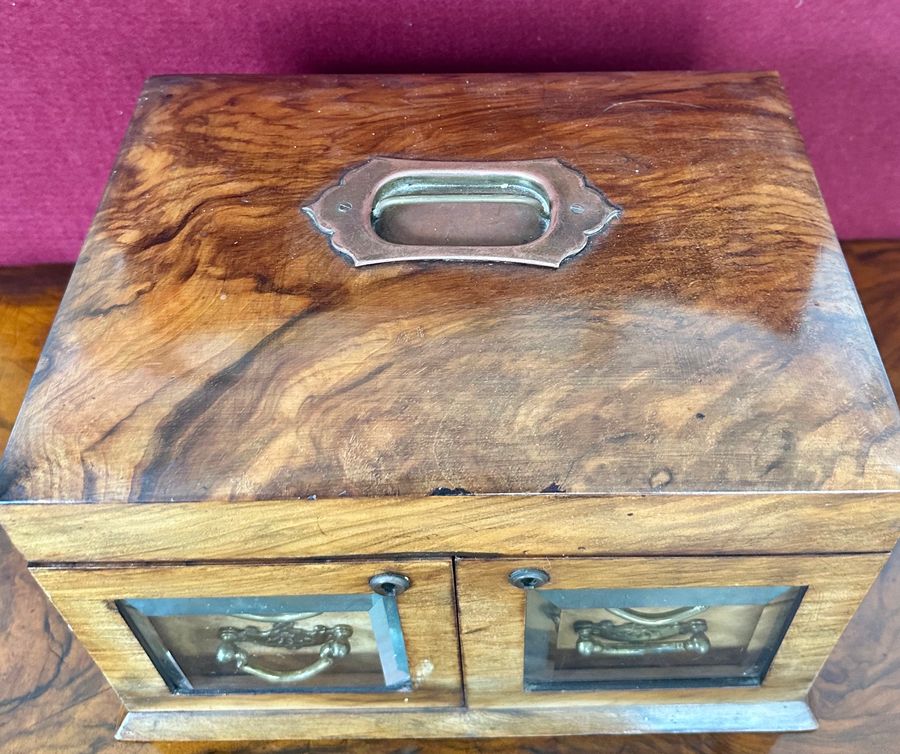 Antique Walnut jewellery/sewing box, circa 1880