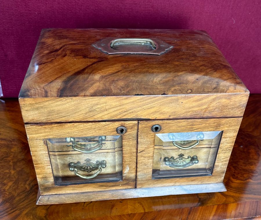 Antique Walnut jewellery/sewing box, circa 1880