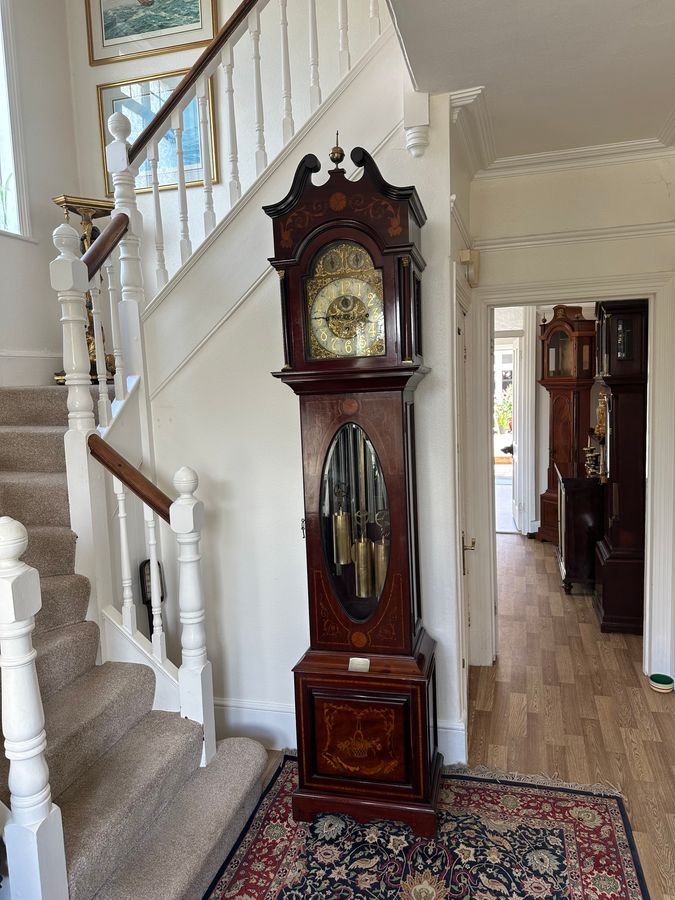 Antique Edwardian tubular bells longcase clock 