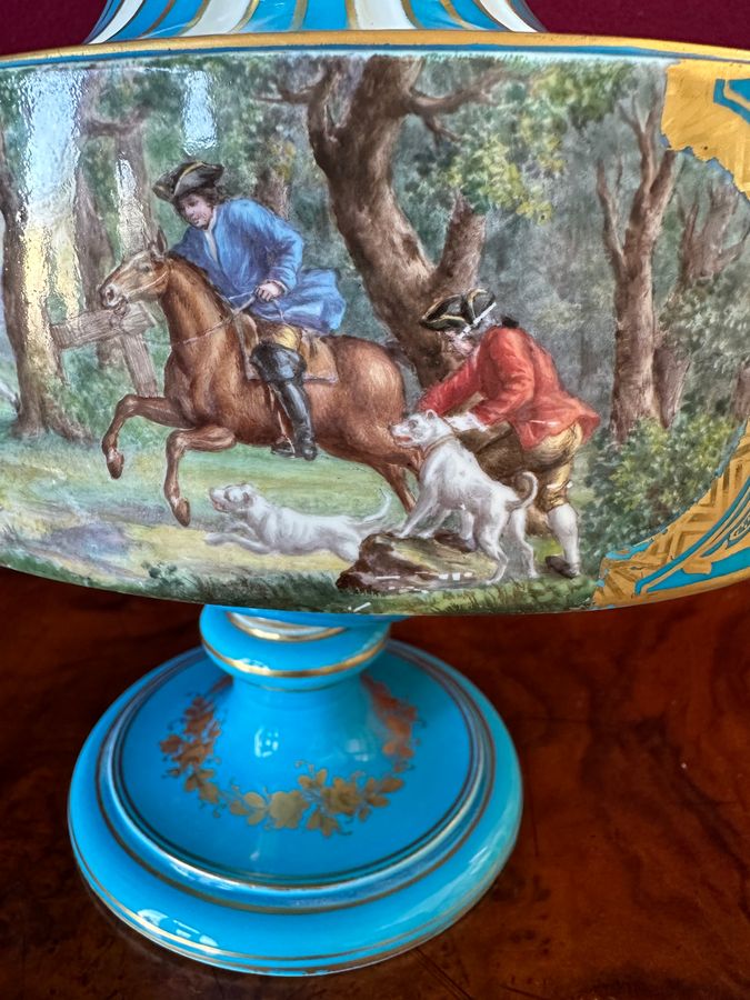 Antique In the manner of Sevres, a lidded vase, circa 1900