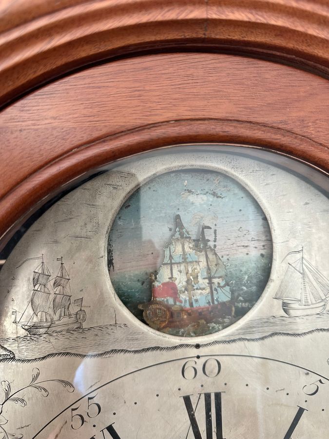 Antique Rocking ship long case clock, circa 1800