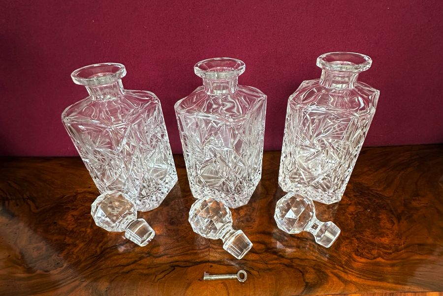 Antique Tantalus with 3 decanters circa 1920