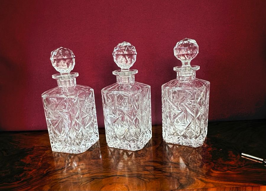 Antique Tantalus with 3 decanters circa 1920