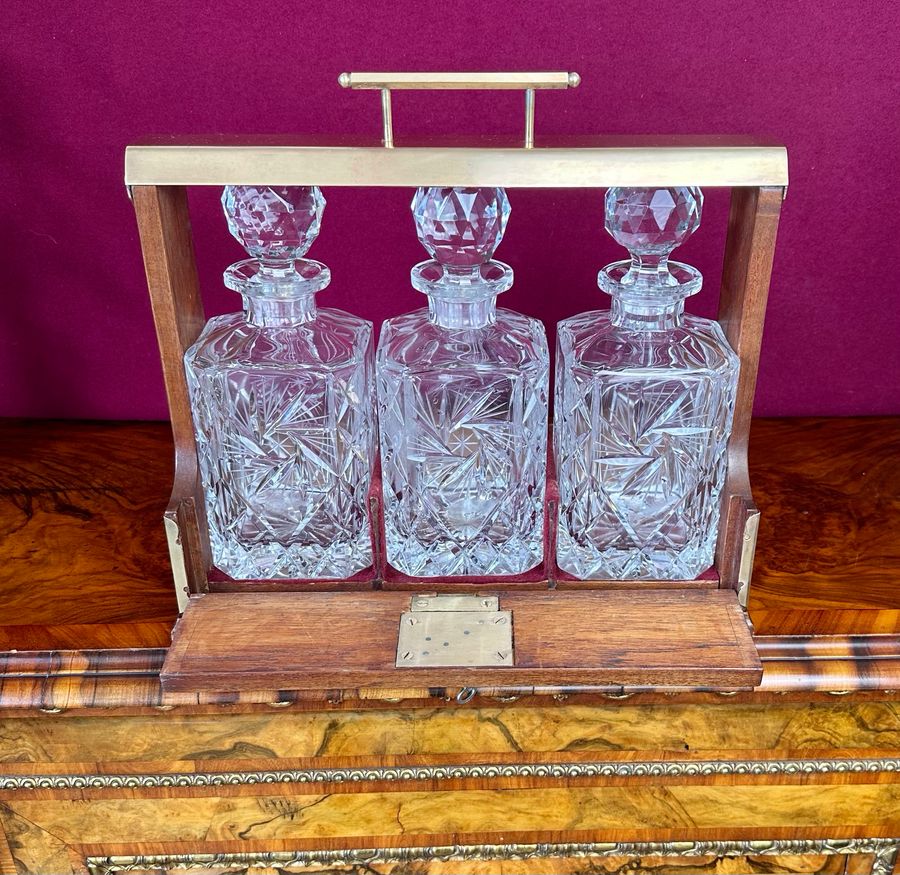 Antique Tantalus with 3 decanters circa 1920