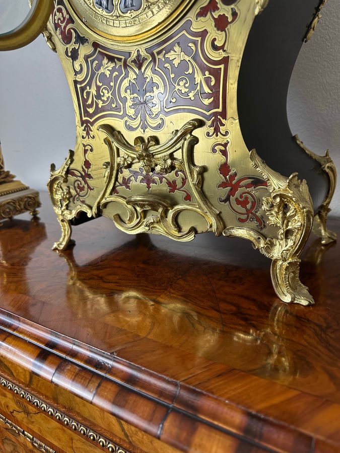 Antique A good & large Boulle clock, circa 1870