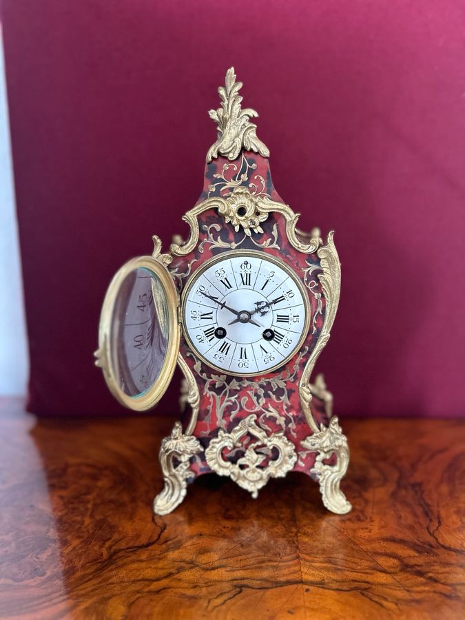 Antique French Boulle 8-day mantle clock, circa 1880