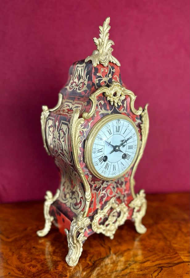 Antique French Boulle 8-day mantle clock, circa 1880