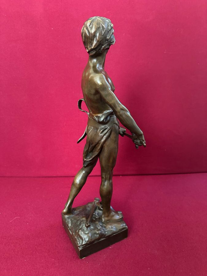 Antique Raoul Francois Larche  bronze figure of a warrior