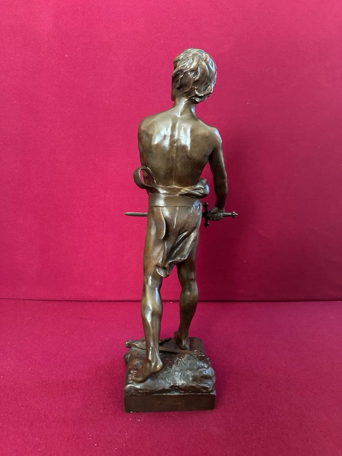 Antique Raoul Francois Larche  bronze figure of a warrior