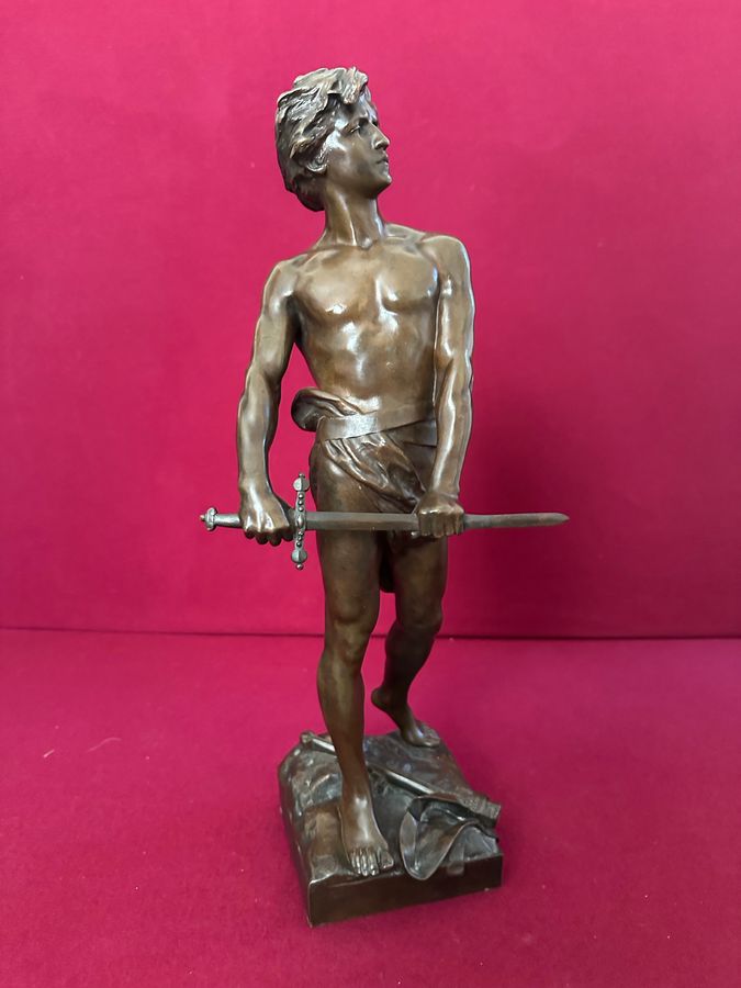 Antique Raoul Francois Larche  bronze figure of a warrior