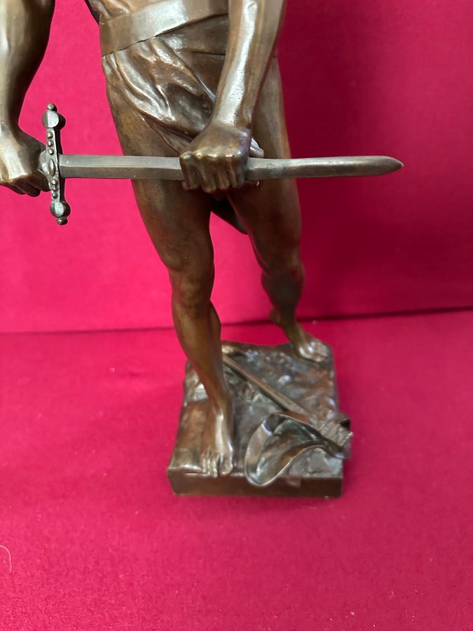 Antique Raoul Francois Larche  bronze figure of a warrior