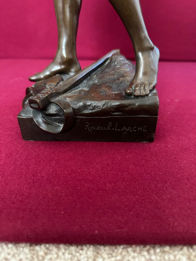 Antique Raoul Francois Larche  bronze figure of a warrior