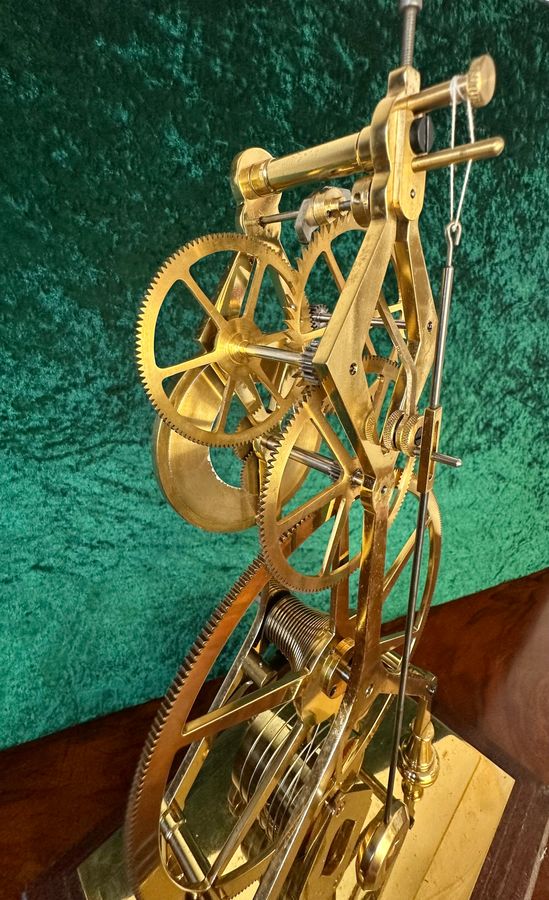 Antique Great Wheel skeleton clock with dust cover