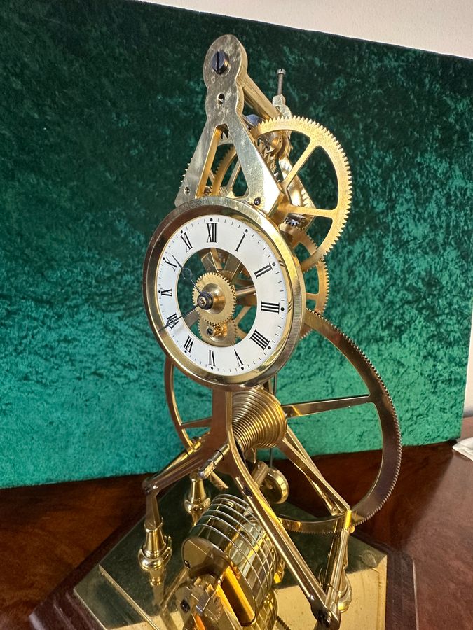 Antique Great Wheel skeleton clock with dust cover