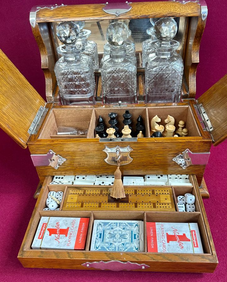 Antique Edwardian tantalus/games compendium 