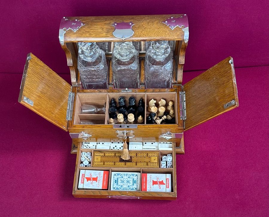 Antique Edwardian tantalus/games compendium 