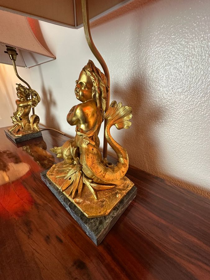 Antique Ormolu cherub lamps, circa 1880