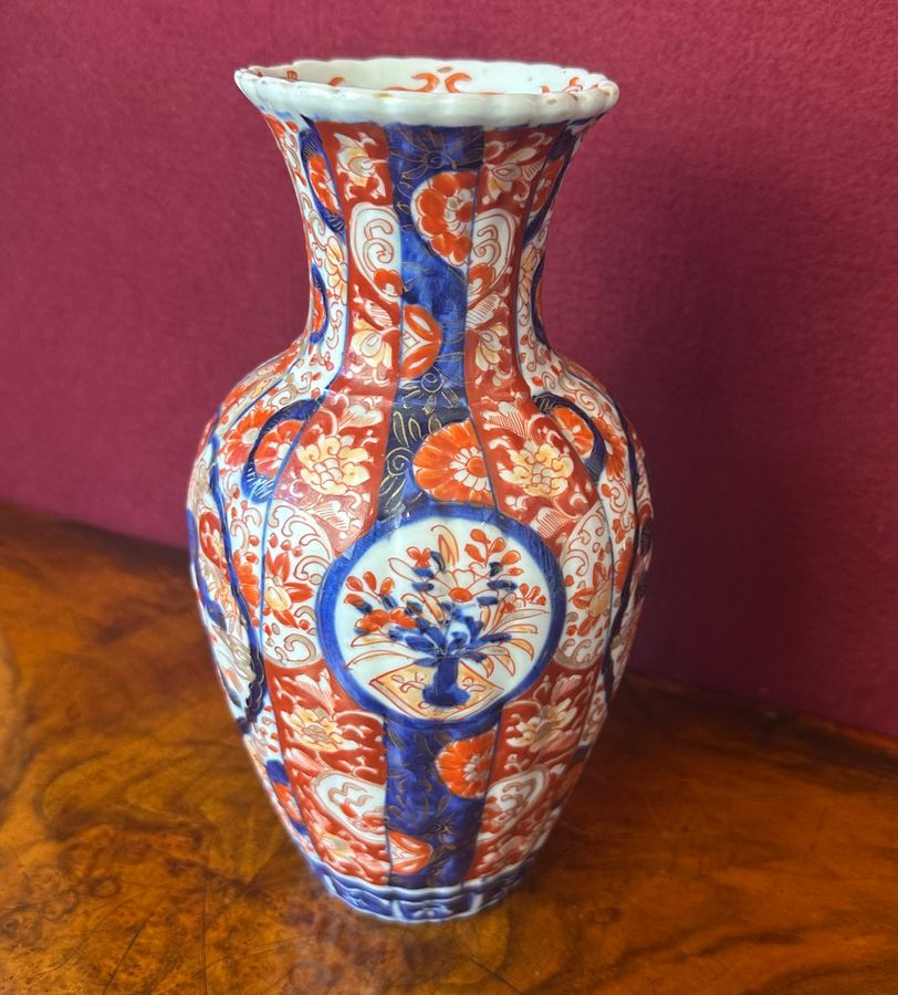 Fluted body Imari vase, circa 1910