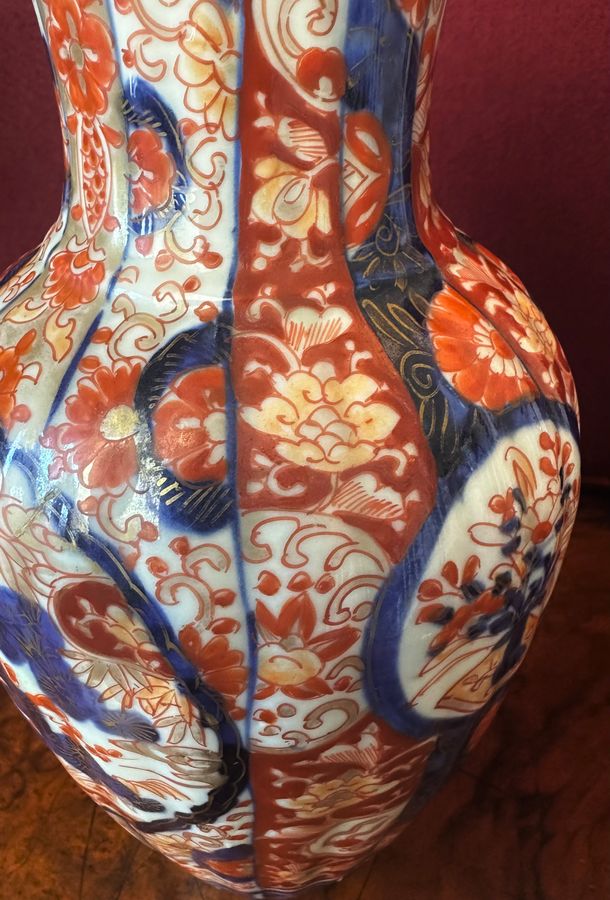 Antique Fluted body Imari vase, circa 1910