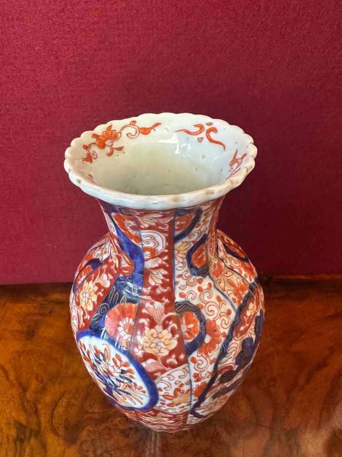 Antique Fluted body Imari vase, circa 1910