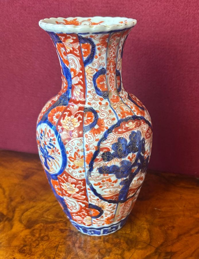 Antique Fluted body Imari vase, circa 1910