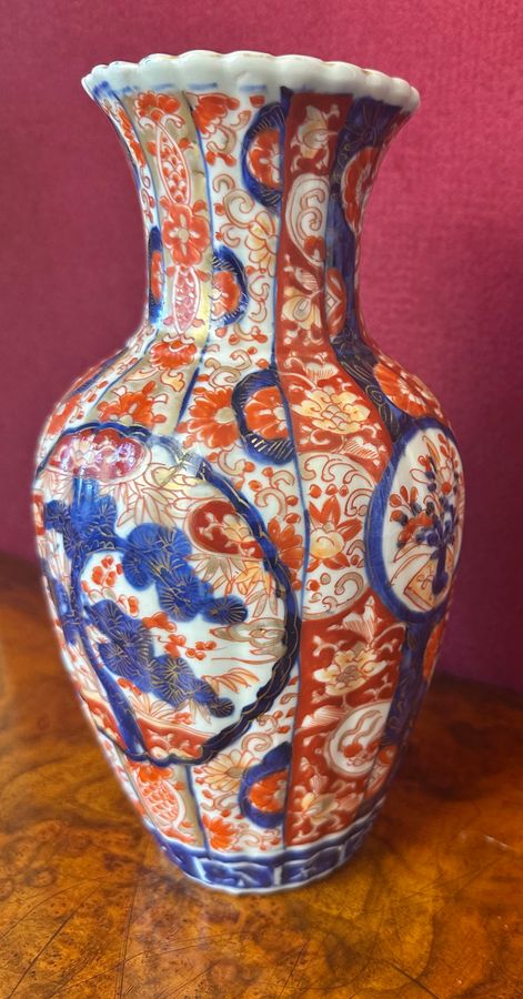 Antique Fluted body Imari vase, circa 1910