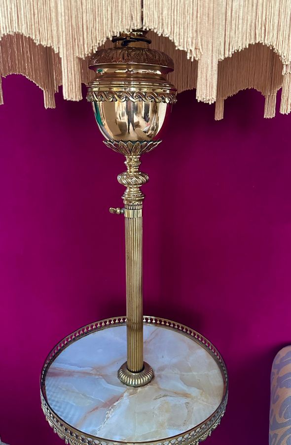 Antique Victorian brass standard lamp, circa 1875