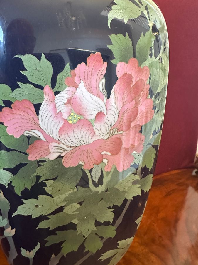 Antique Beautiful Japanese Cloisonne floral vase circa 1890