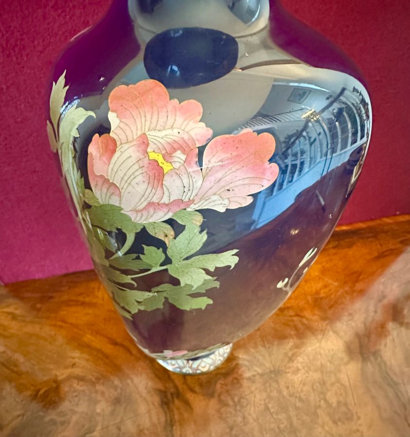 Antique Beautiful Japanese Cloisonne floral vase circa 1890