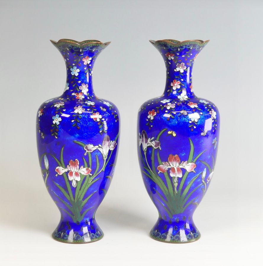 Cloisonne vases, circa 1910