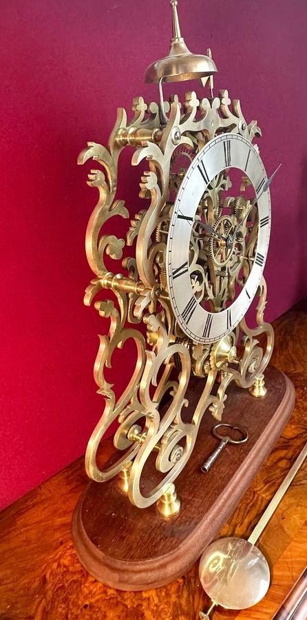 Antique 8-day striking skeleton clock