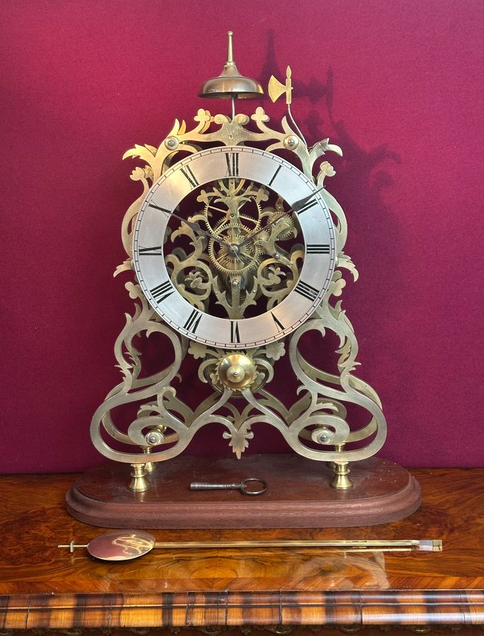 Antique 8-day striking skeleton clock