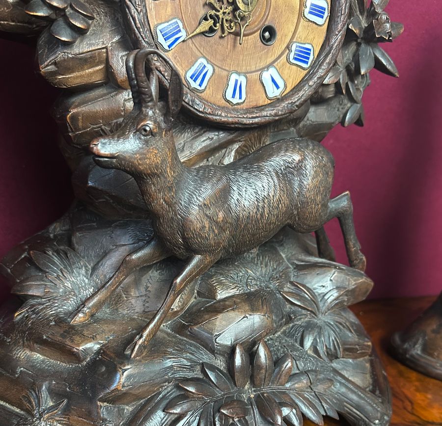 Antique Black Forest carved clock, circa 1900